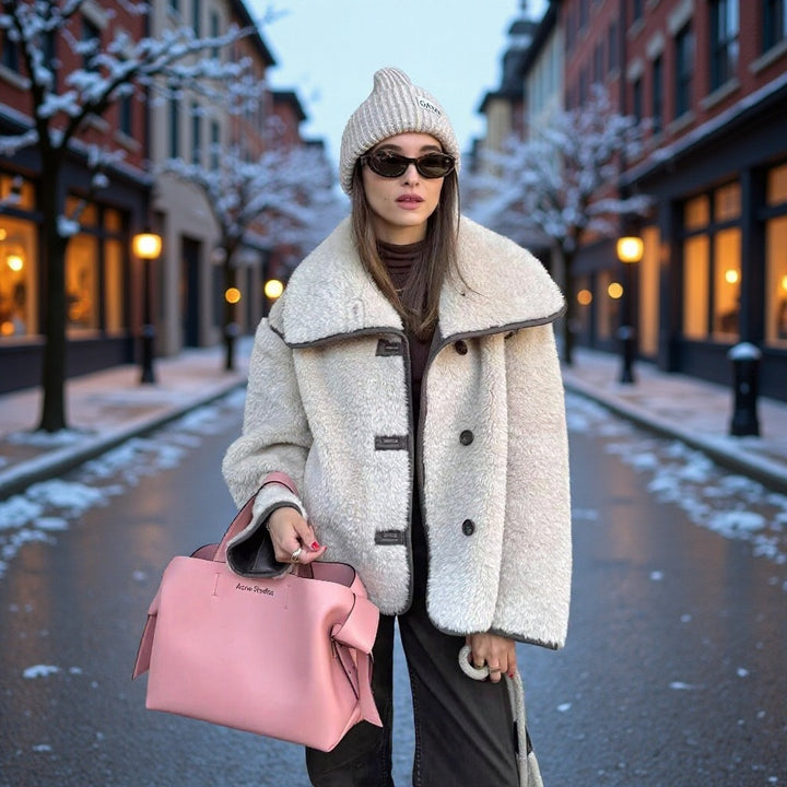 Veste surdimensionnée en peluche pour femmes avec col de haute qualité Chic & Stil