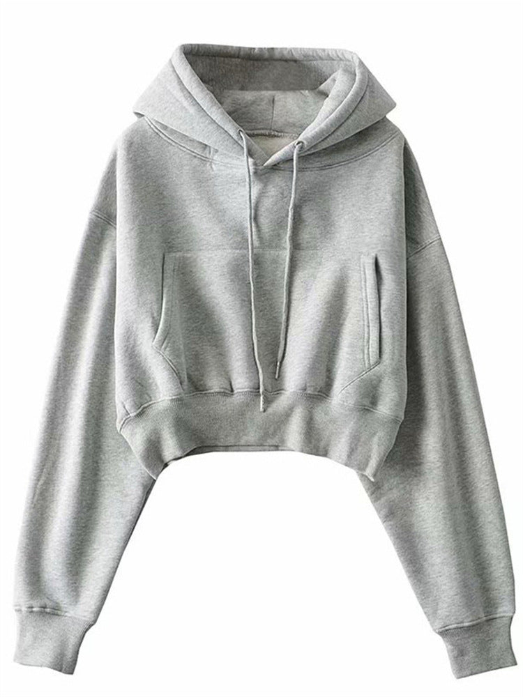 Ladies sweat-crop hoodie with kangaroo pocket Lune London