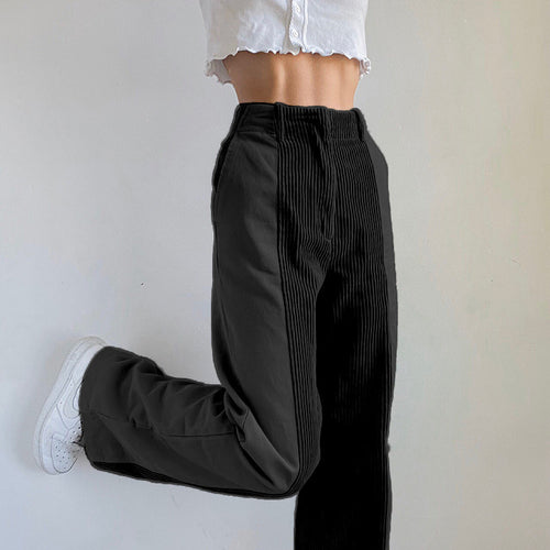 Casual corduroy pants for women with high waist and straight cut Amarae