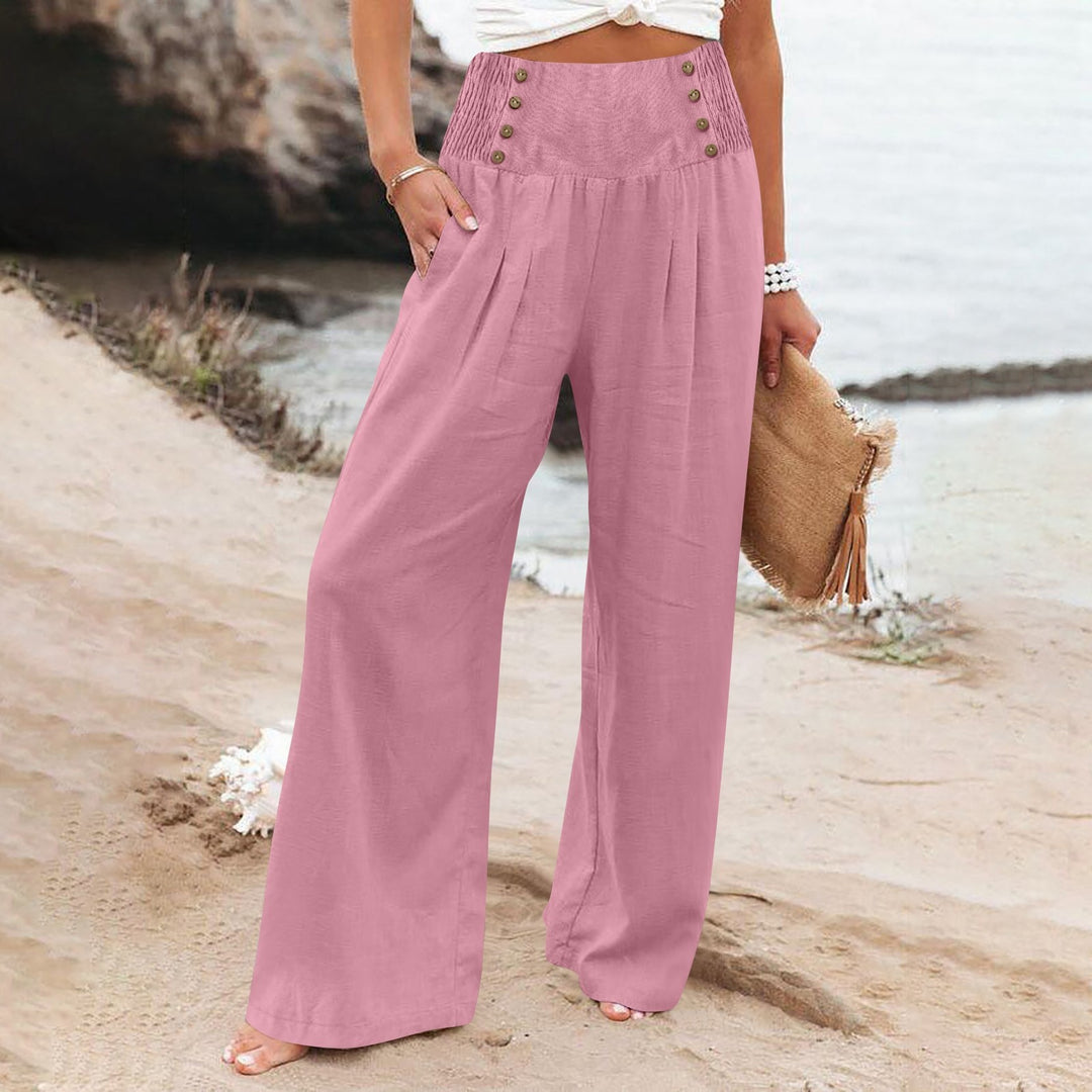 Summer wide pants for women with button details Lune London