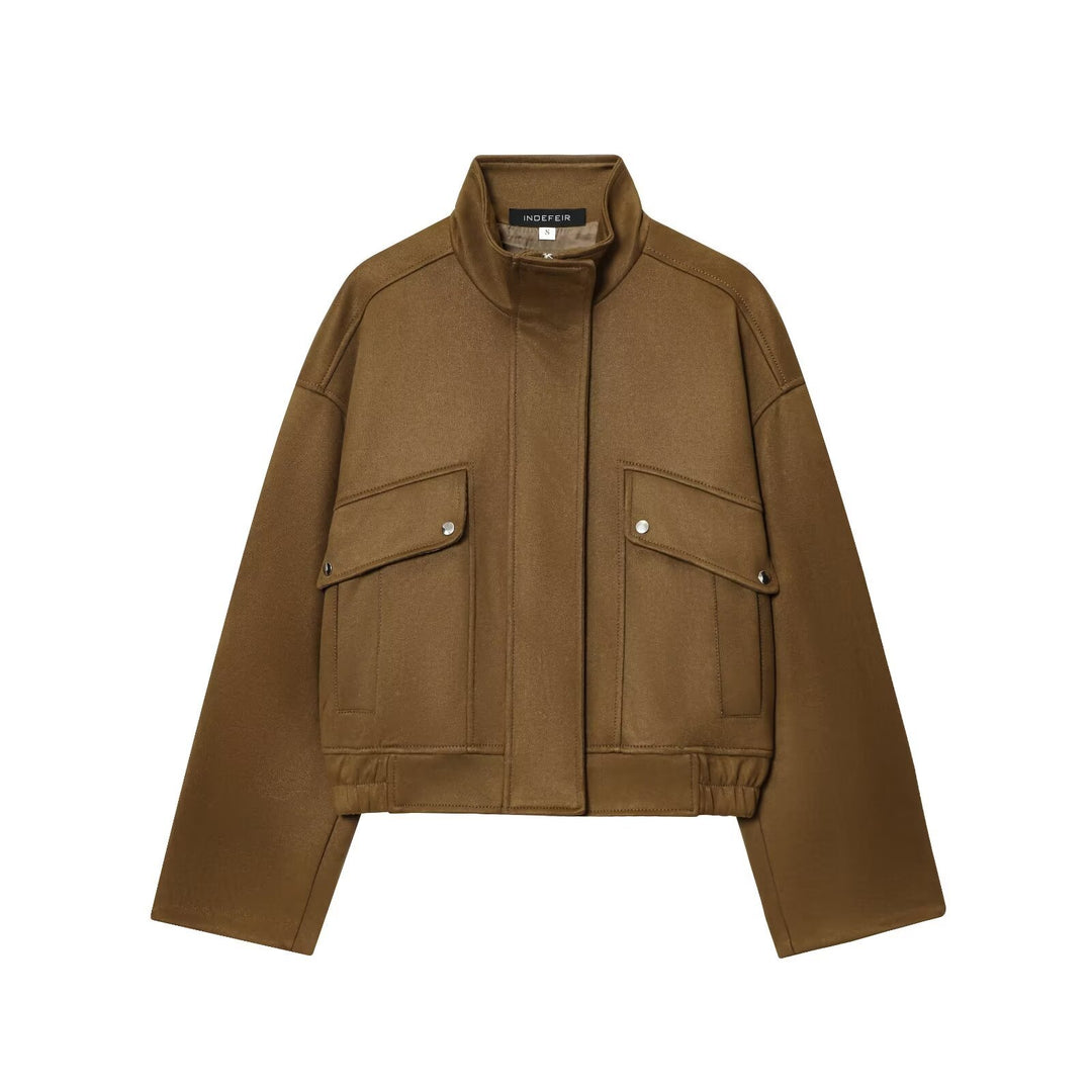 Ladies modern Utility jacket with high collar and practical pockets Lune London