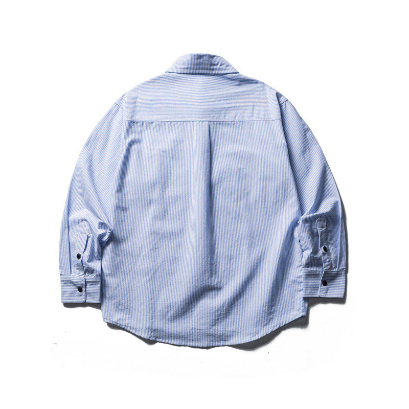 Men's Oversized Shirt in Worker Style with Pinstripes and Chest Pockets Amarae