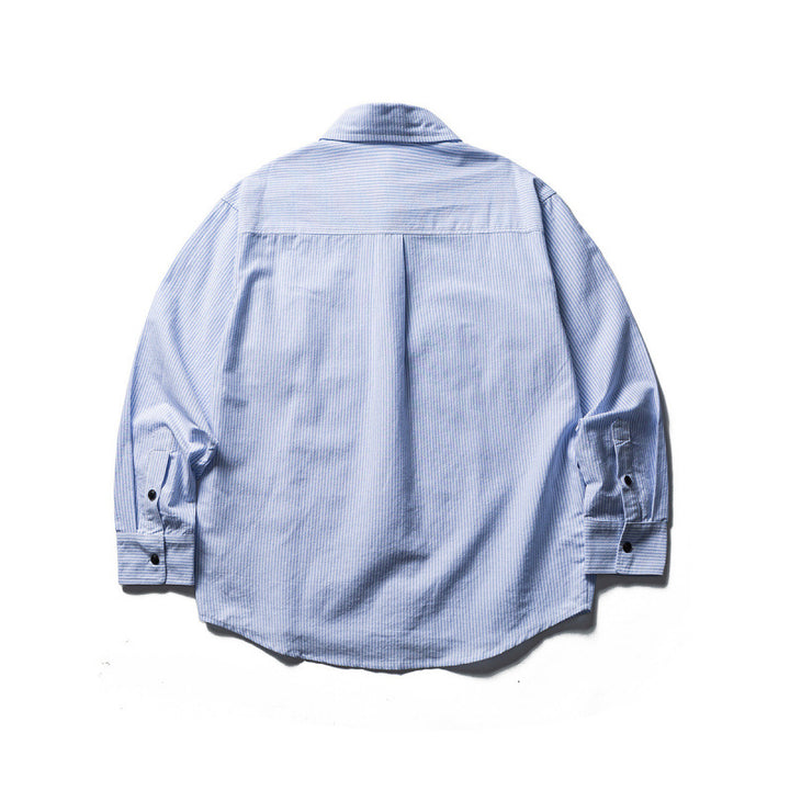 Men's Oversized Shirt in Worker Style with Pinstripes and Chest Pockets Amarae