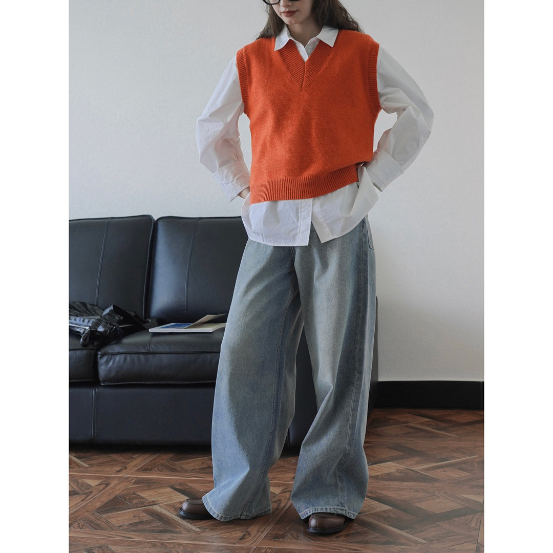 Women Extra Wide High-Waist Denim Palazzo Pants with Extended Hem Amarae