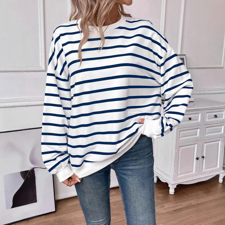 Ladies casual sweater with modern striped pattern Lune London