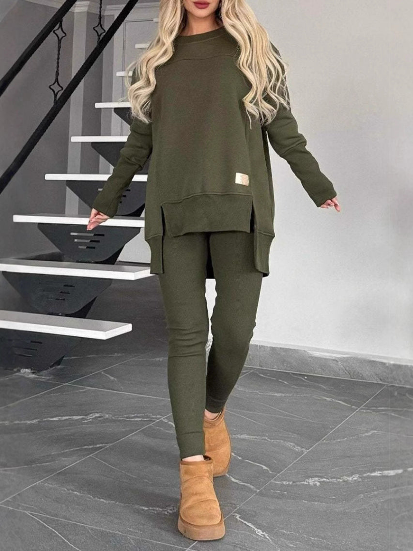 Ladies Casual Long Sleeve Asymmetrical Cut Sweatshirt with Practical Pockets Lune London