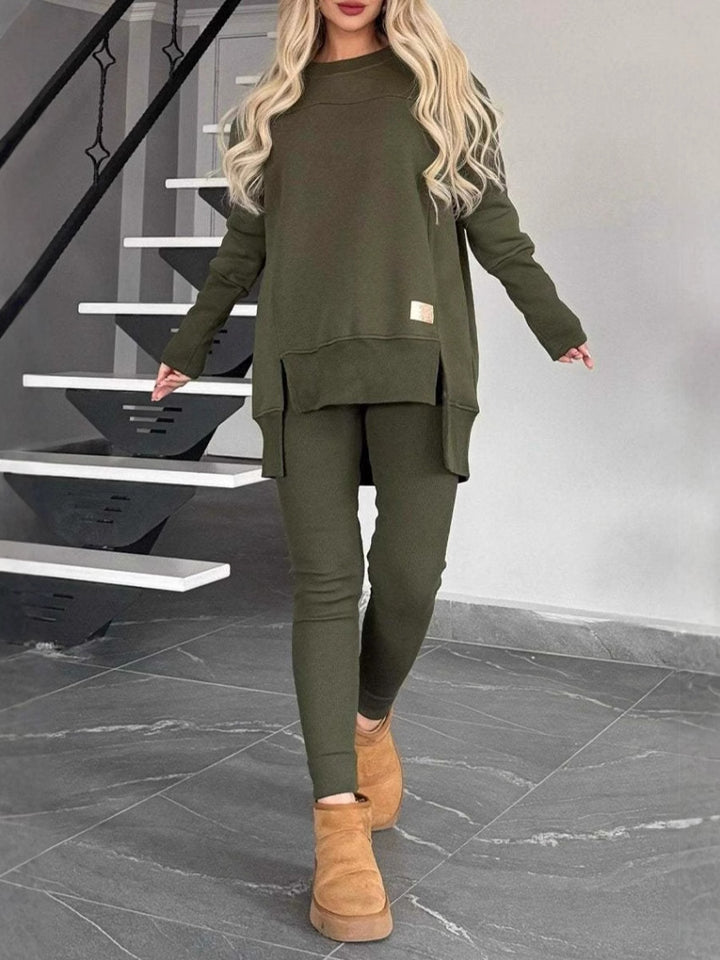 Ladies Casual Long Sleeve Asymmetrical Cut Sweatshirt with Practical Pockets Lune London