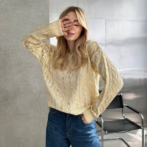 Chunky knit sweater for women with detailed braid pattern and oversized cut Amarae
