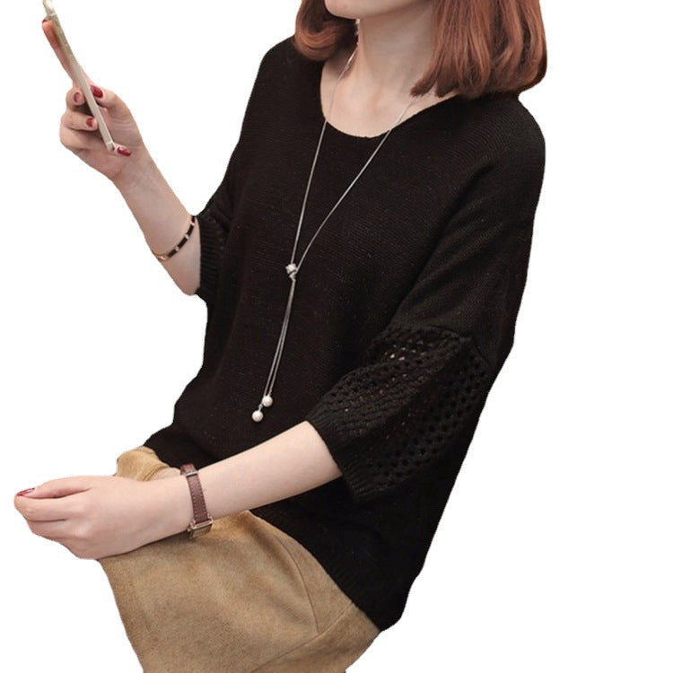 Pull en tricot pour femmes avec des manches aérées et un motif de crochet moderne Chic & Stil