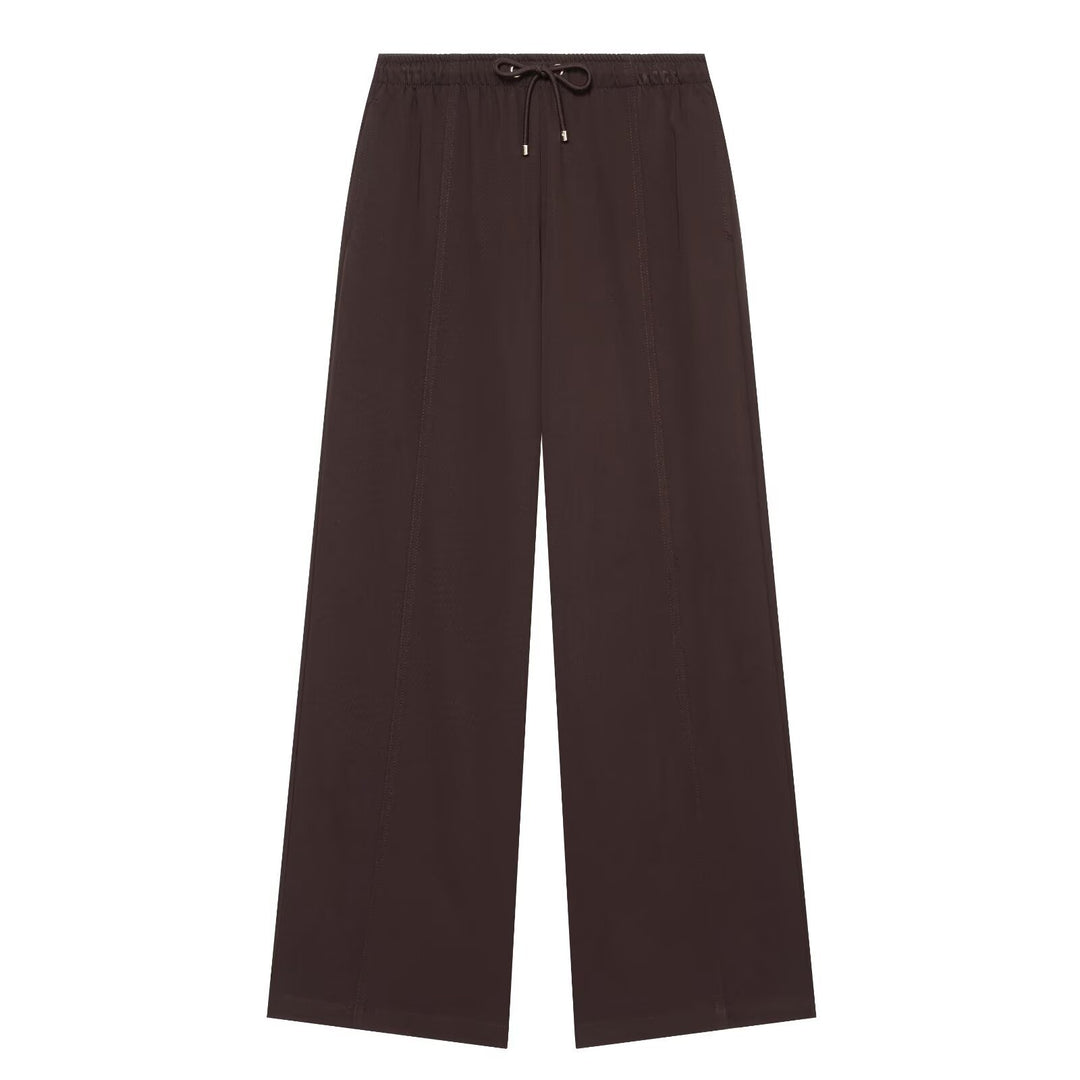 Women wide high-cut palazzo pants with drawstring and decorative seams Amarae