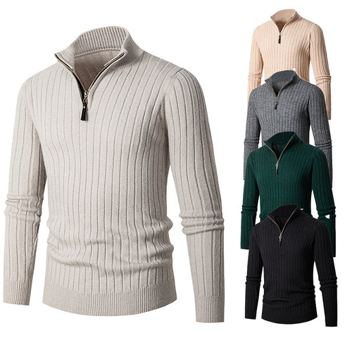 High collar pullover with zipper for men Amarae