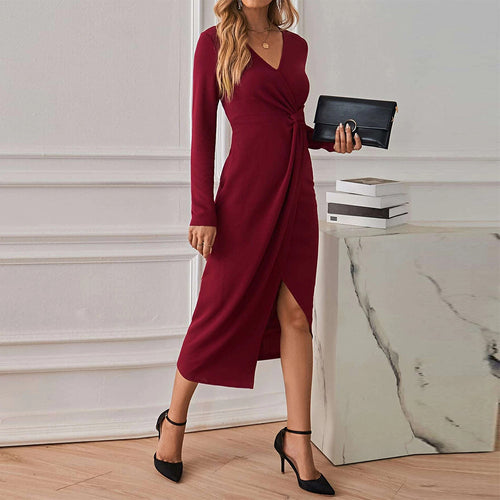 Robe midi femme avec ceinture tordue et fente profonde Chic & Stil
