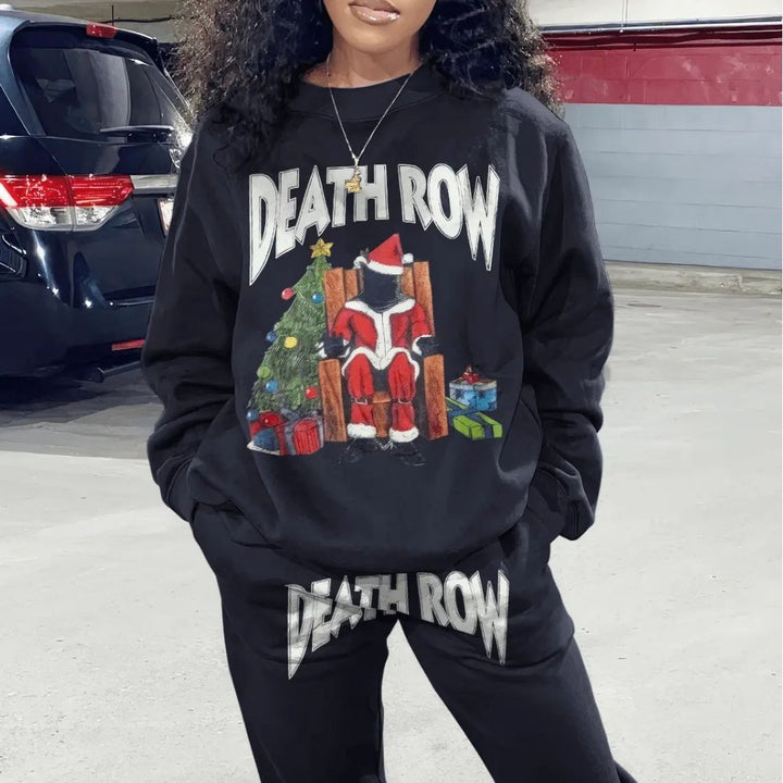 Casual sweatshirt and jogger pants set for women with creative Christmas pattern Lune London