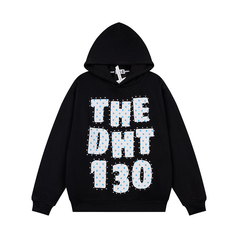Unisex Oversize Hoodie with Statement Print and Polka Dot Application Amarae