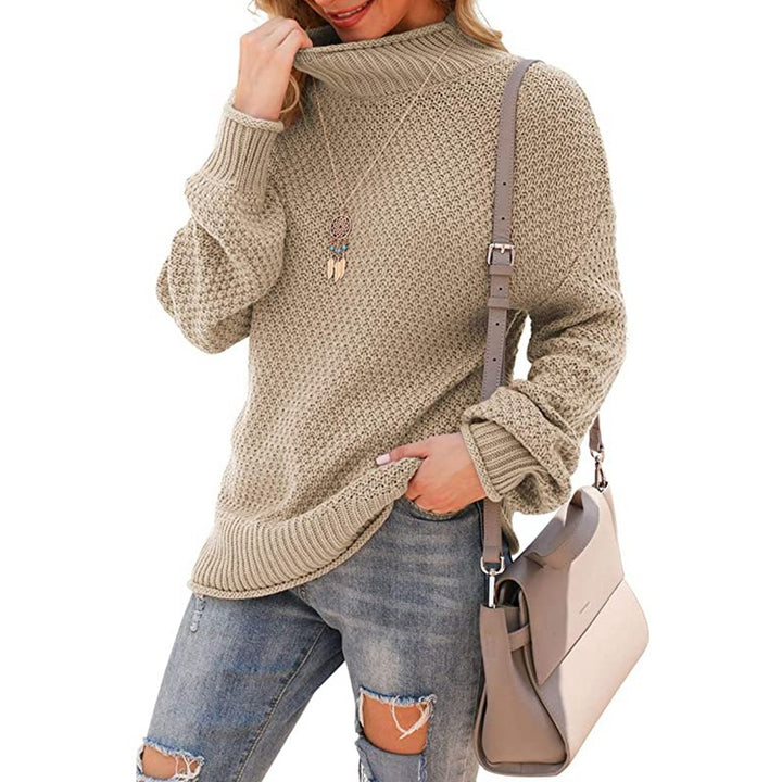 Pull en tricot pour femmes avec col montant et aspect texturé Chic & Stil