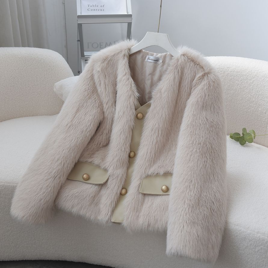 Veste en fourrure floue pour femmes Chic & Stil