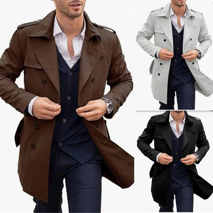 Elegant trench coat for men with textured design and double row of buttons Amarae