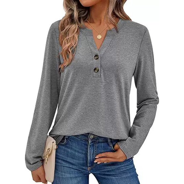 Long sleeve women's t-shirt with button details Lune London