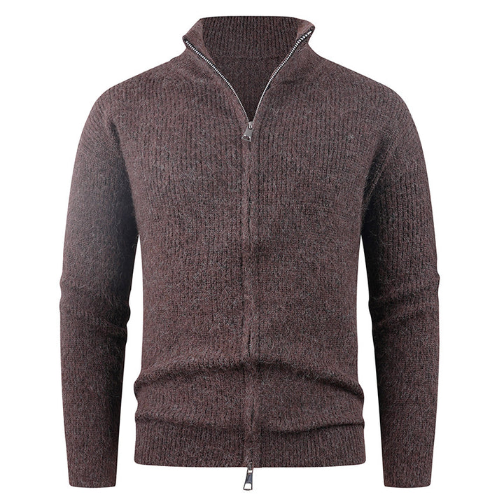 Knitted pullover for men with modern zipper and textured fabric Lune London