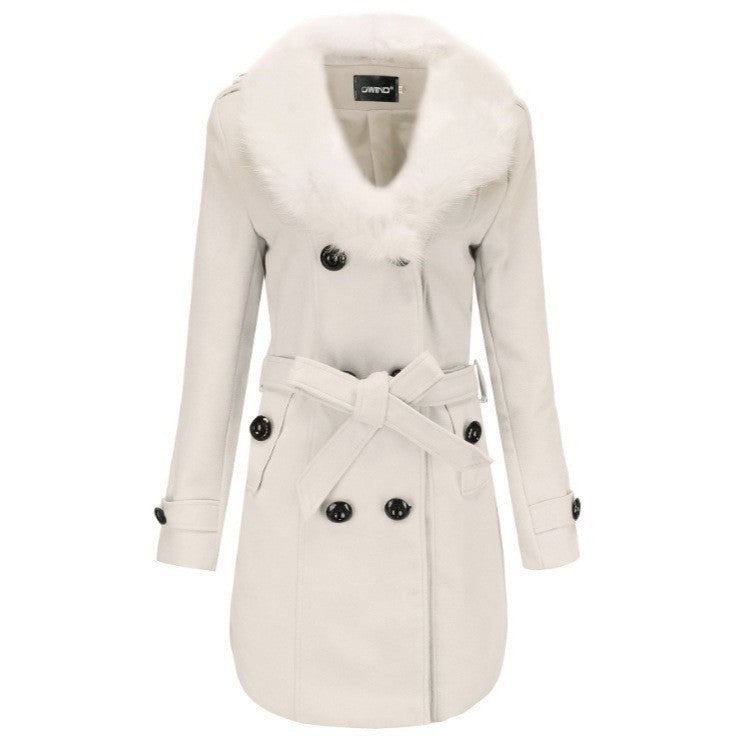 Ladies Elegant trench coat with removable fur collar Lune London