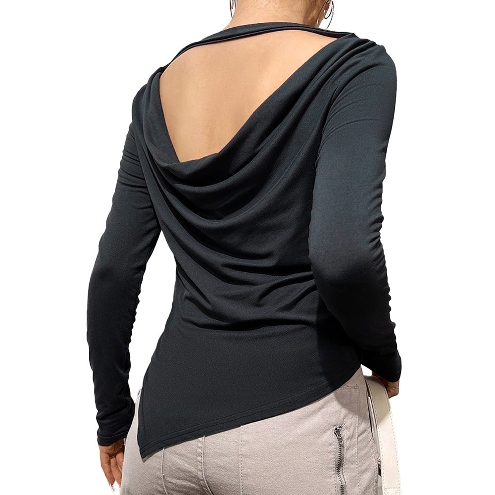 Blouse à manches longues pour femmes avec col cascade décontracté et partie arrière élégante Chic & Stil
