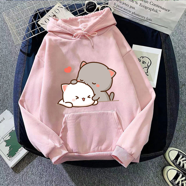 Women's hooded sweatshirt with cute cat design Chic & Stil