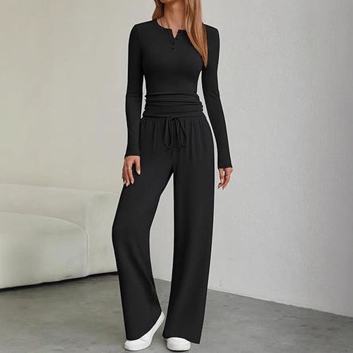 Ladies Long Sleeve Lounge Set with Adjustable Waist Drawstring Amarae
