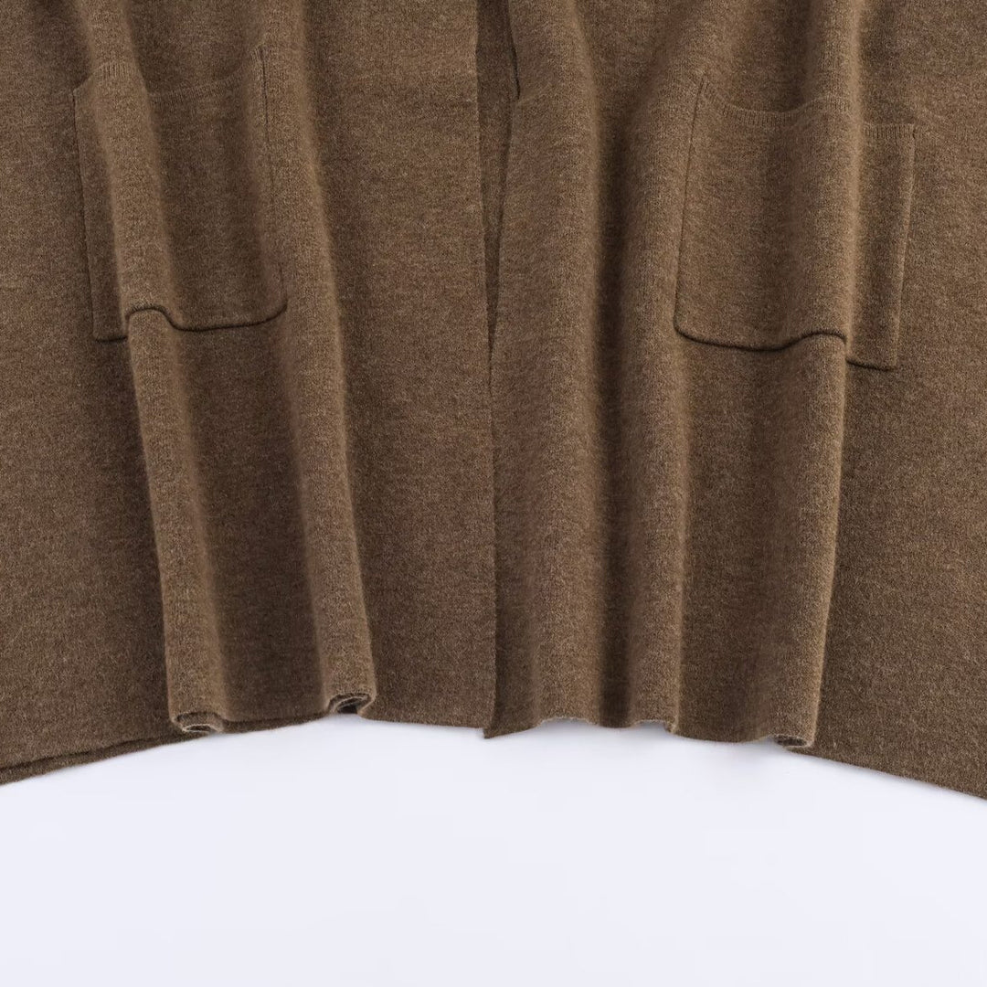 Ladies Poncho-Cardigan cozy with large pockets and warming wool blend Lune London