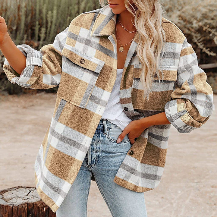 Ladies Checked Shirt Jacket Moon London