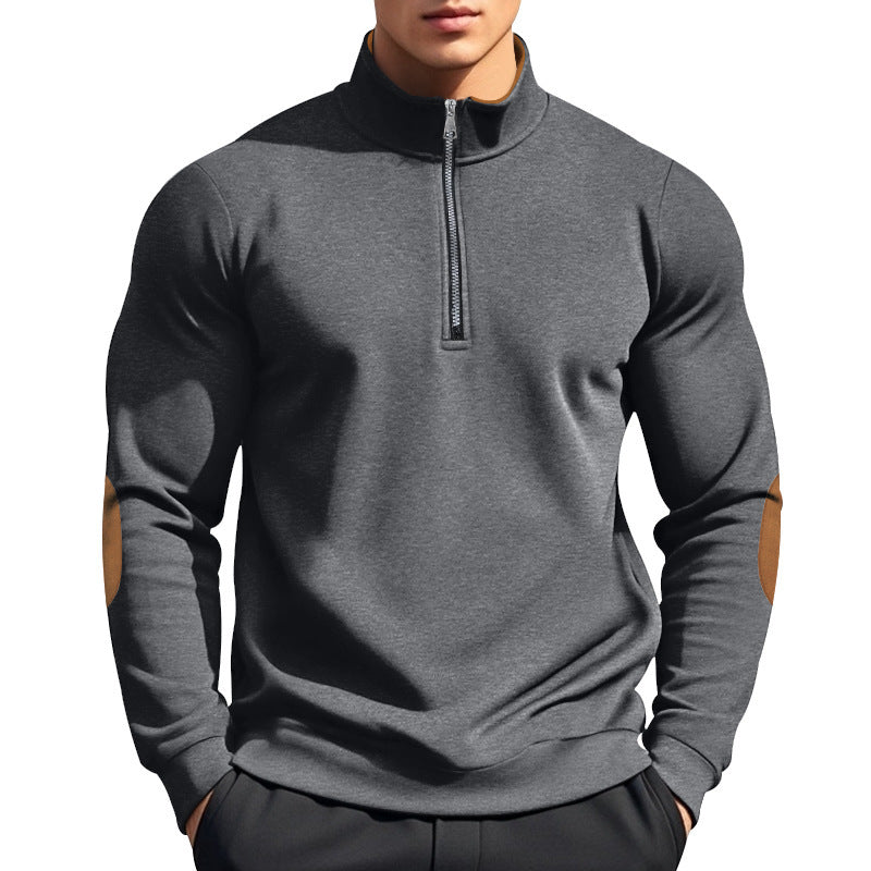 Sporty pullover for men with high collar and zip Lune London