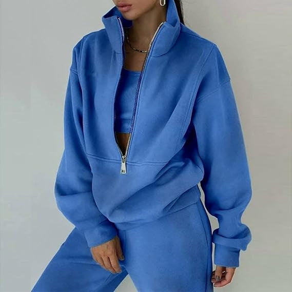 Pull en polaire doux pour dames avec col haut et fermeture éclair Chic & Stil