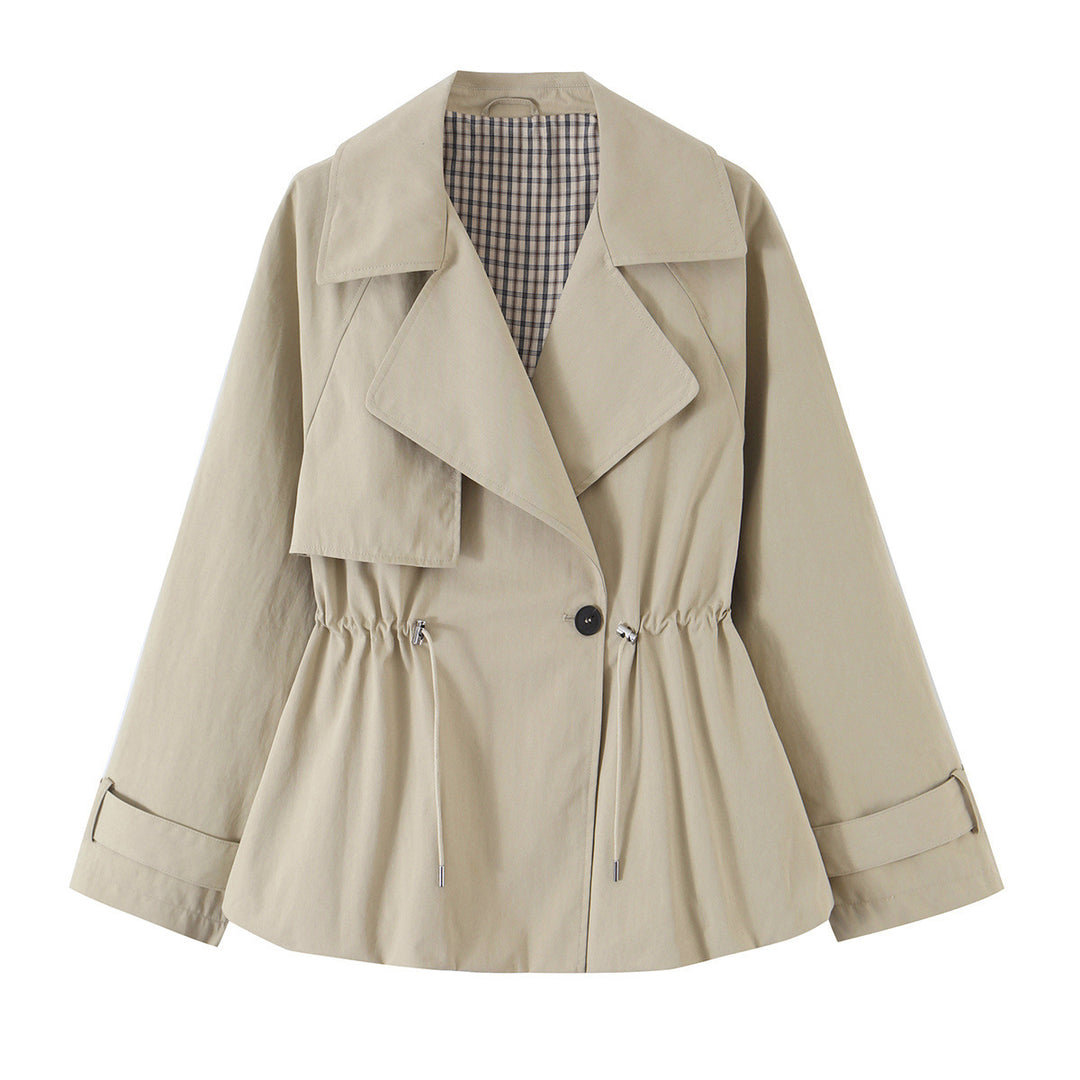 Women's short trench-style jacket with adjustable drawstring and eye-catching lapel Amarae