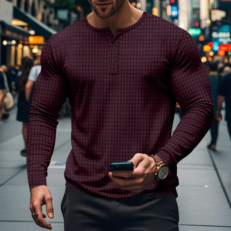Men's long sleeve shirt with textured design and elegant button placket Chic and style