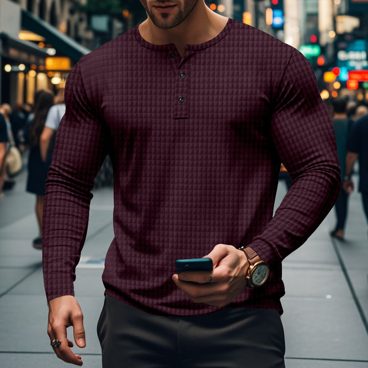 Men's long sleeve shirt with textured design and elegant button placket Chic and style