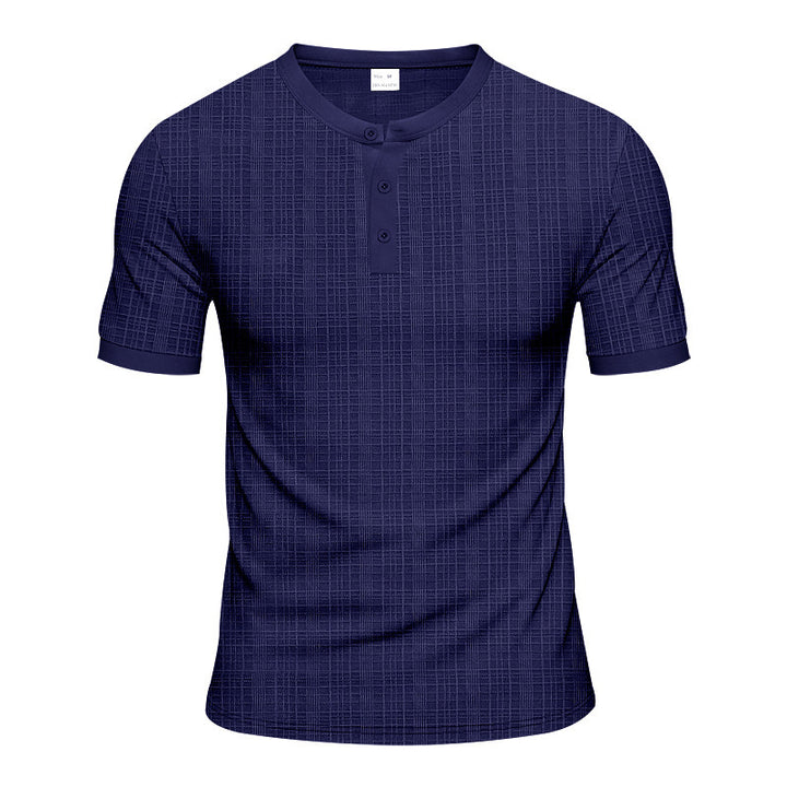 Men's Short Sleeve Henley T-Shirt with Modern Structured Design Lune London