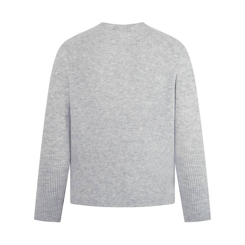 Men's fine-knit round neck sweater with ribbed structure and raglan sleeves Amarae