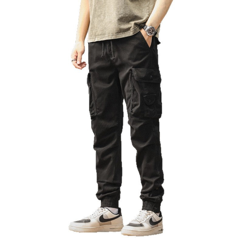 Multi-functional cargo pants for men with elastic waistband and practical pockets Lune London