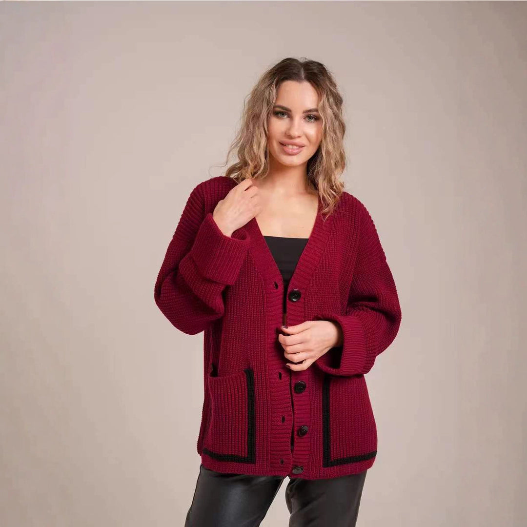 Thick knit cardigan for women with modern button details and a loose fit Lune London