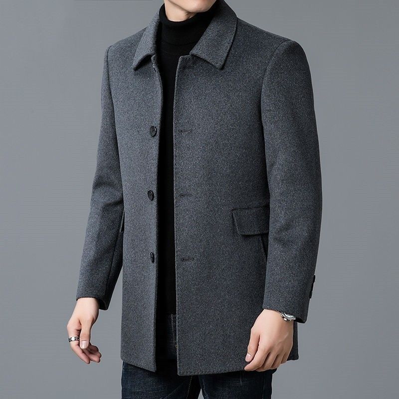 Elegant wool coat for men with textured fabric and classic cut Amarae