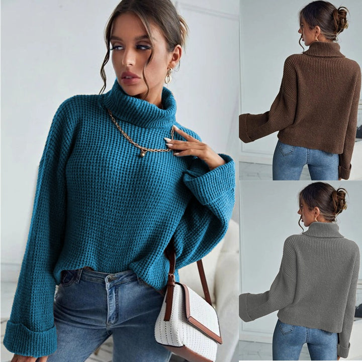 Pull en tricot femme avec col montant et manches texturées Chic & Stil