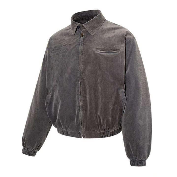 Men's corduroy blouson jacket with zipper, elastic hem, and chest piping Amarae