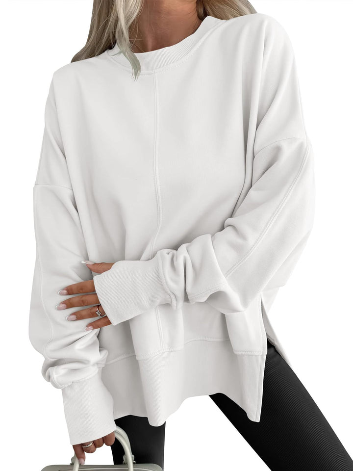 Women's Oversize Sweatshirt with Center Seam, Extended Hem, and Ribbed Cuffs Amarae