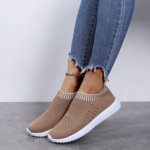 Women's Slip-On Sports Sneakers with Elastic Knit Upper and Non-Slip Sole Amarae
