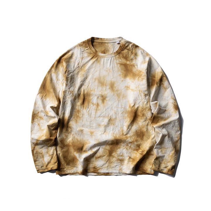 Unisex Long Sleeve Sweatshirt with Round Neck, Tie-Dye Texture and Relaxed Fit
