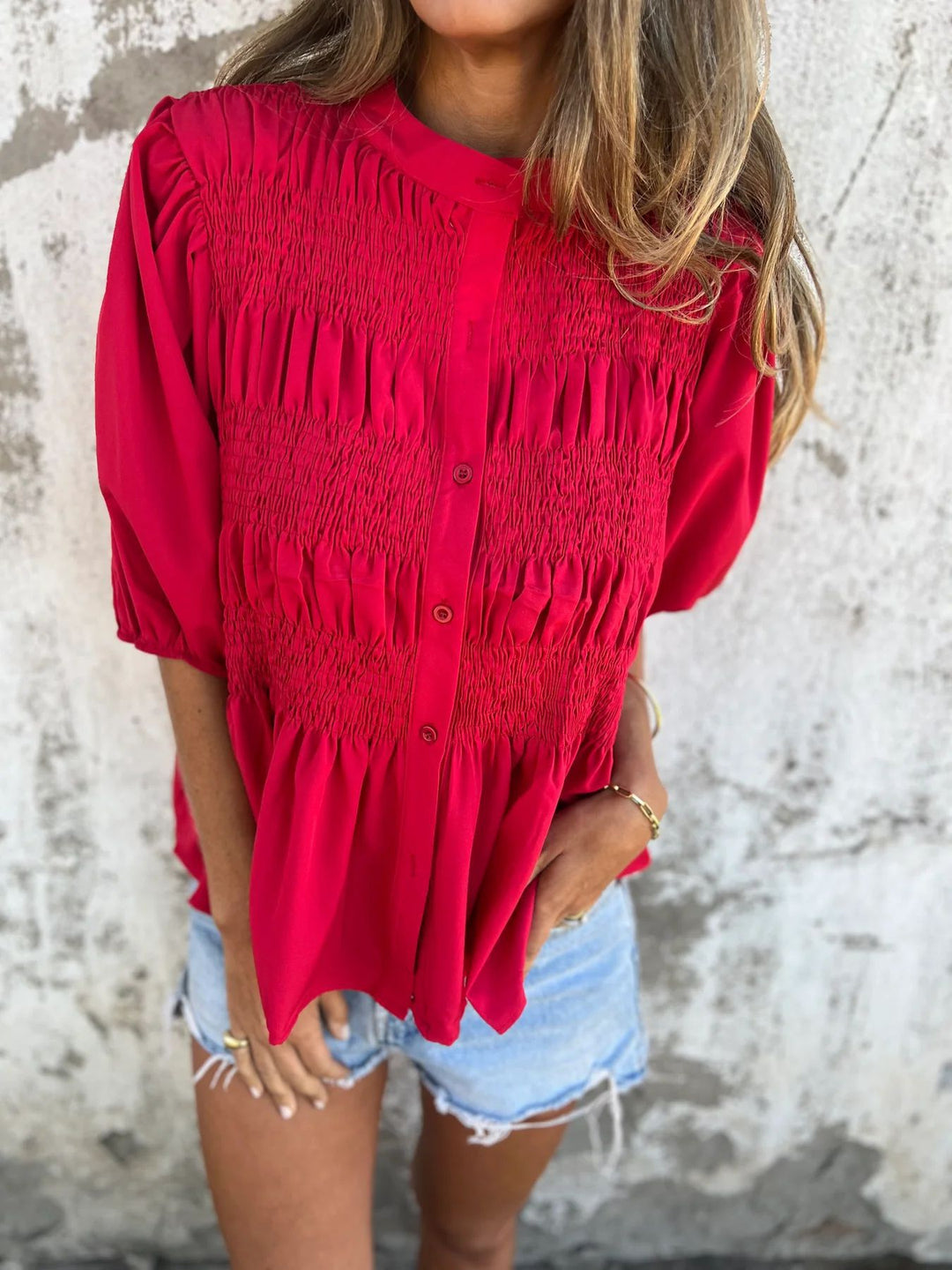 Lune London Women’s Blouse with Tucks and Buttonhole