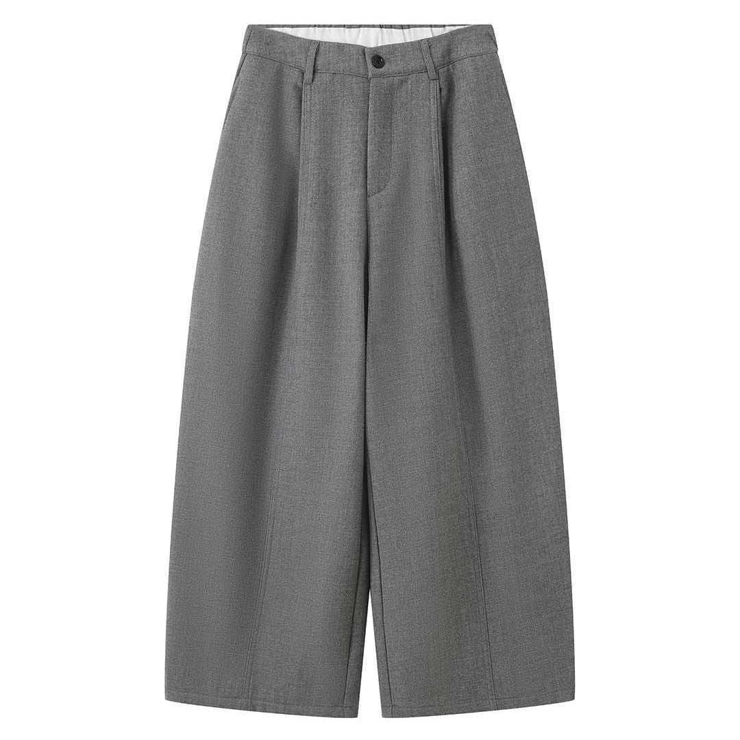 Women's high-waisted fabric trousers with wide palazzo leg and pleats Amarae