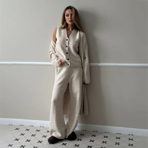 Women's loungewear set with impressive cardigan and wide leg pant style Amarae