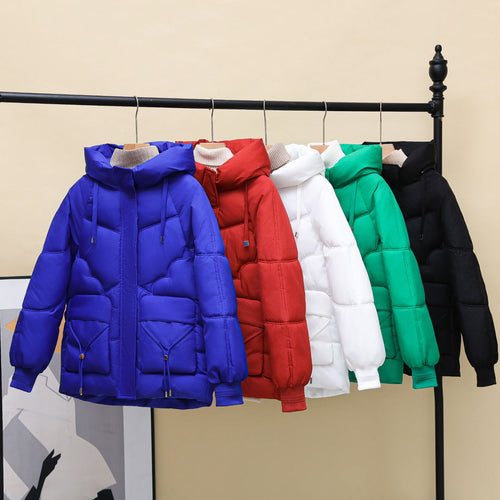 Ladies winter quilted down jacket with hood and heart-shaped details Amarae