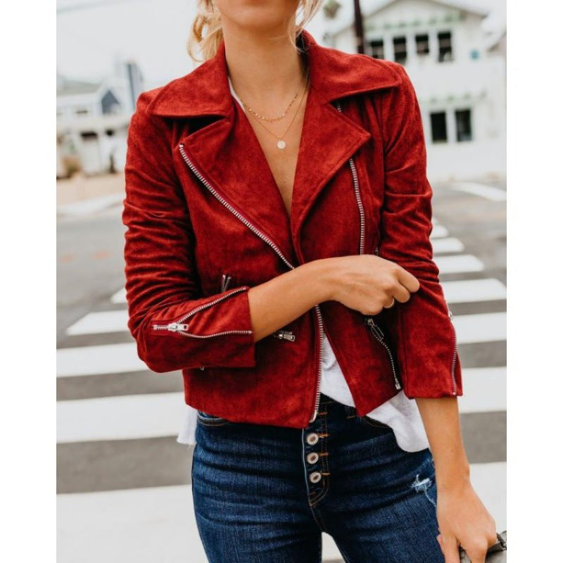 Women's motorcycle jacket with a modern suede look Lune London