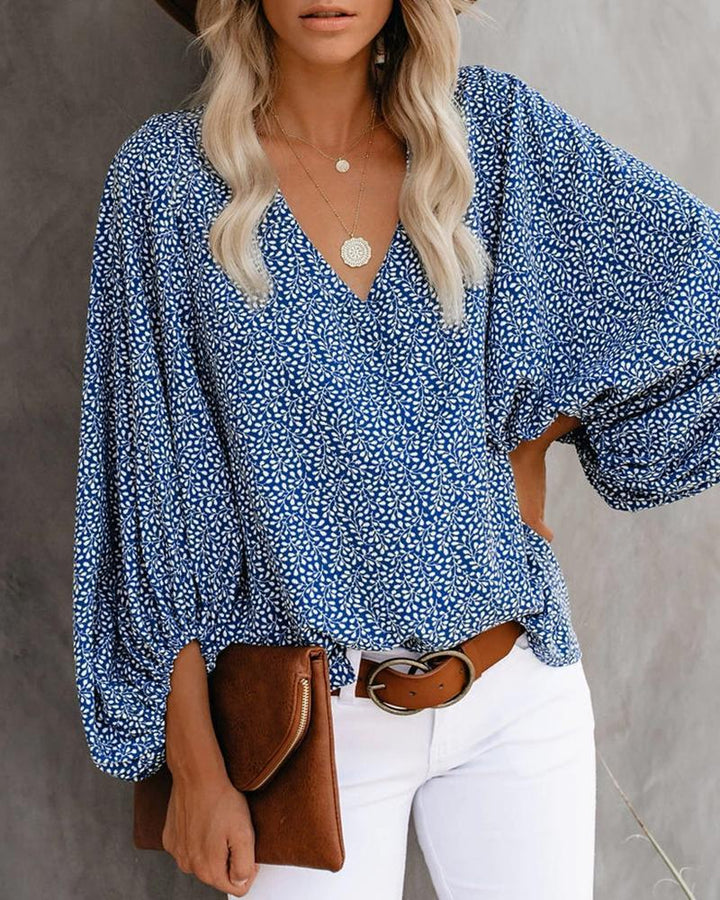 Blouse woman with wide sleeves and a floral pattern Lune London